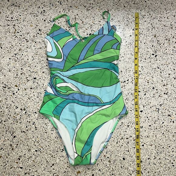 Aerie Pucci like green print one piece swimsuit bathing suit small s - Picture 2 of 4
